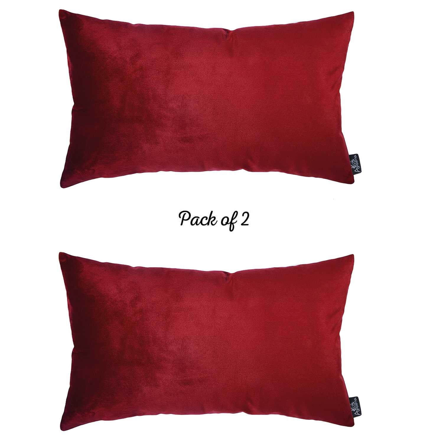 22" x 14" Red Velvet Decorative Throw Pillow Cover 2 Pcs in set