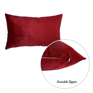 22" x 14" Red Velvet Decorative Throw Pillow Cover 2 Pcs in set