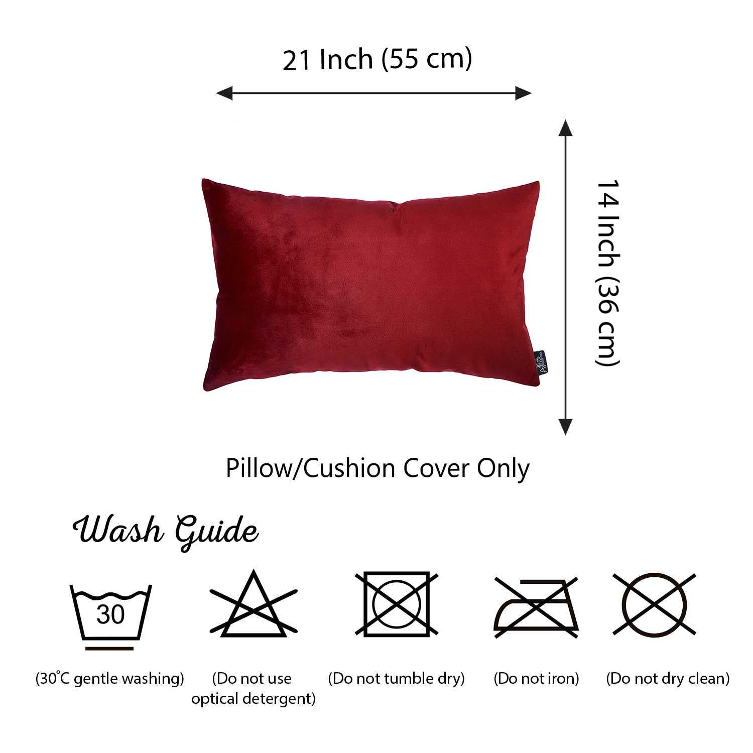 22" x 14" Red Velvet Decorative Throw Pillow Cover 2 Pcs in set