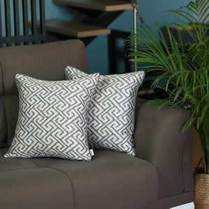 17"x 17" Gray Jacquard Shapes Decorative Throw Pillow Cover Set Of 2 Pcs Square