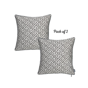 17"x 17" Gray Jacquard Shapes Decorative Throw Pillow Cover Set Of 2 Pcs Square