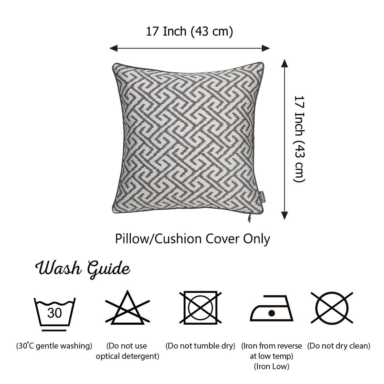 17"x 17" Gray Jacquard Shapes Decorative Throw Pillow Cover Set Of 2 Pcs Square