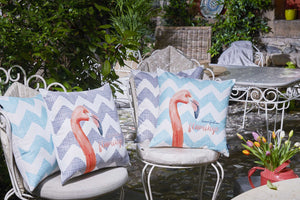 18"x 18" Blue Tropical Chevron Printed Decorative Throw Pillow Cover