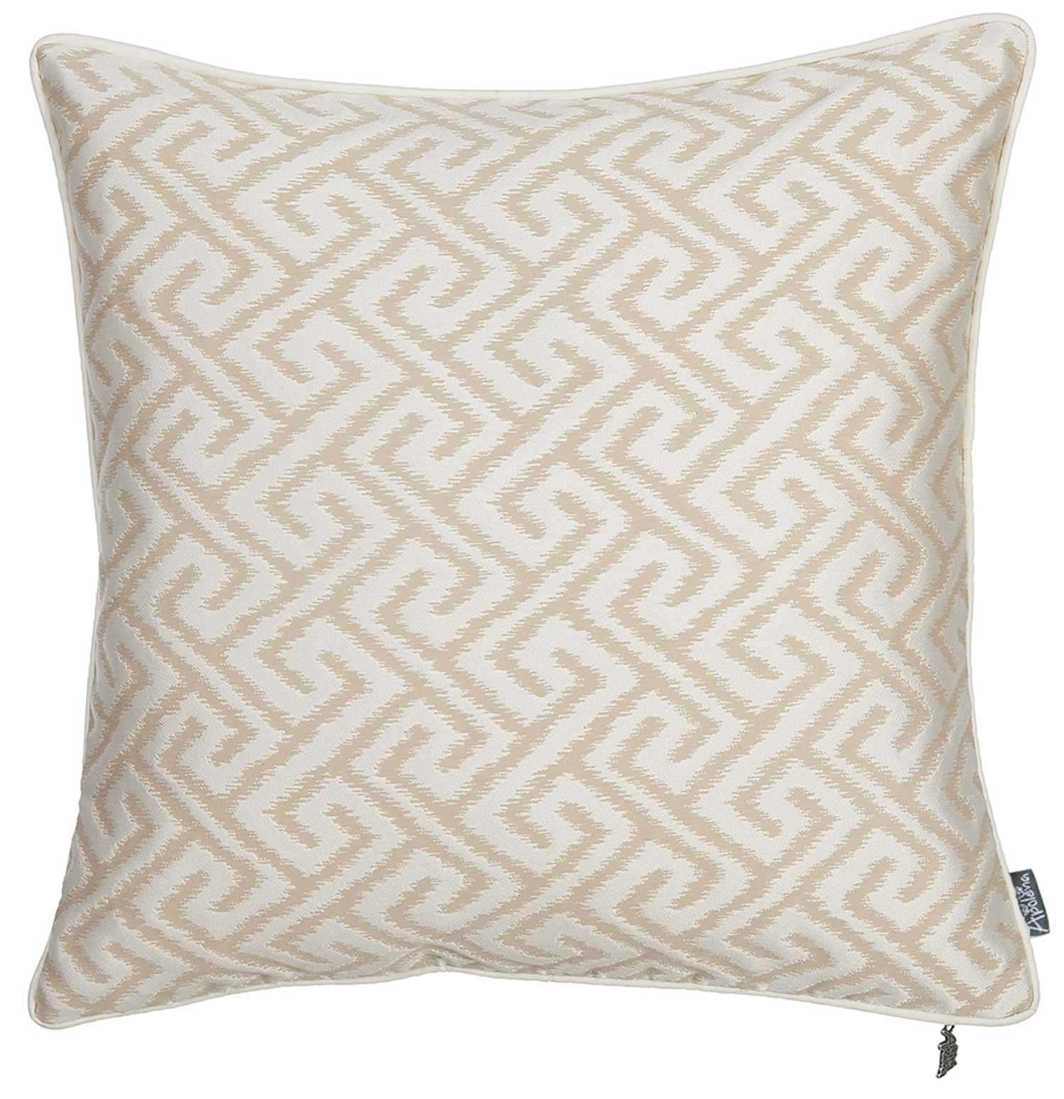 17"x 17" Brown Jacquard Shapes Decorative Throw Pillow Cover Set Of 2 Pcs Square