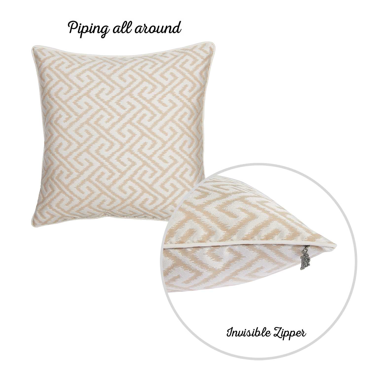 17"x 17" Brown Jacquard Shapes Decorative Throw Pillow Cover Set Of 2 Pcs Square