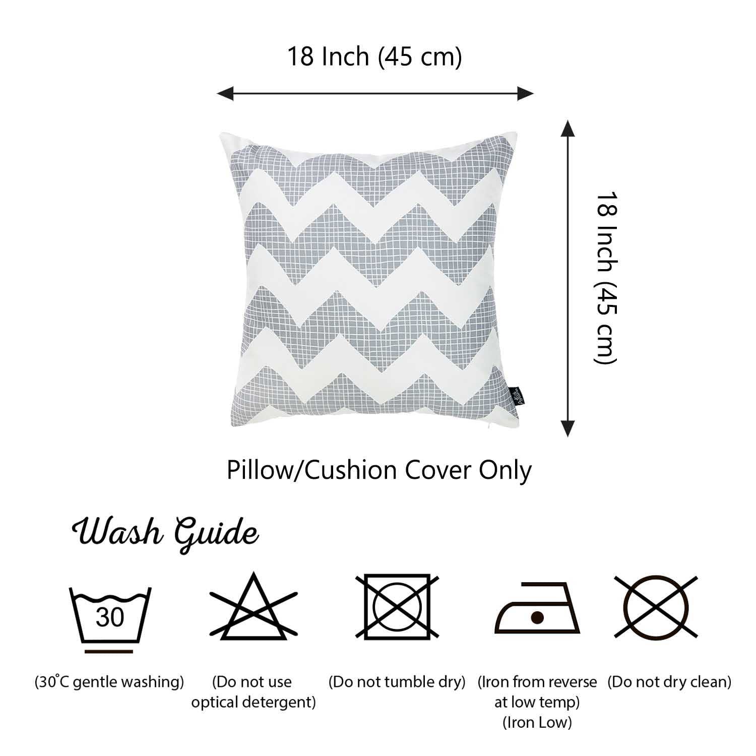 18"x 18" Tropical Gray Chevron Printed Decorative Throw Pillow Cover