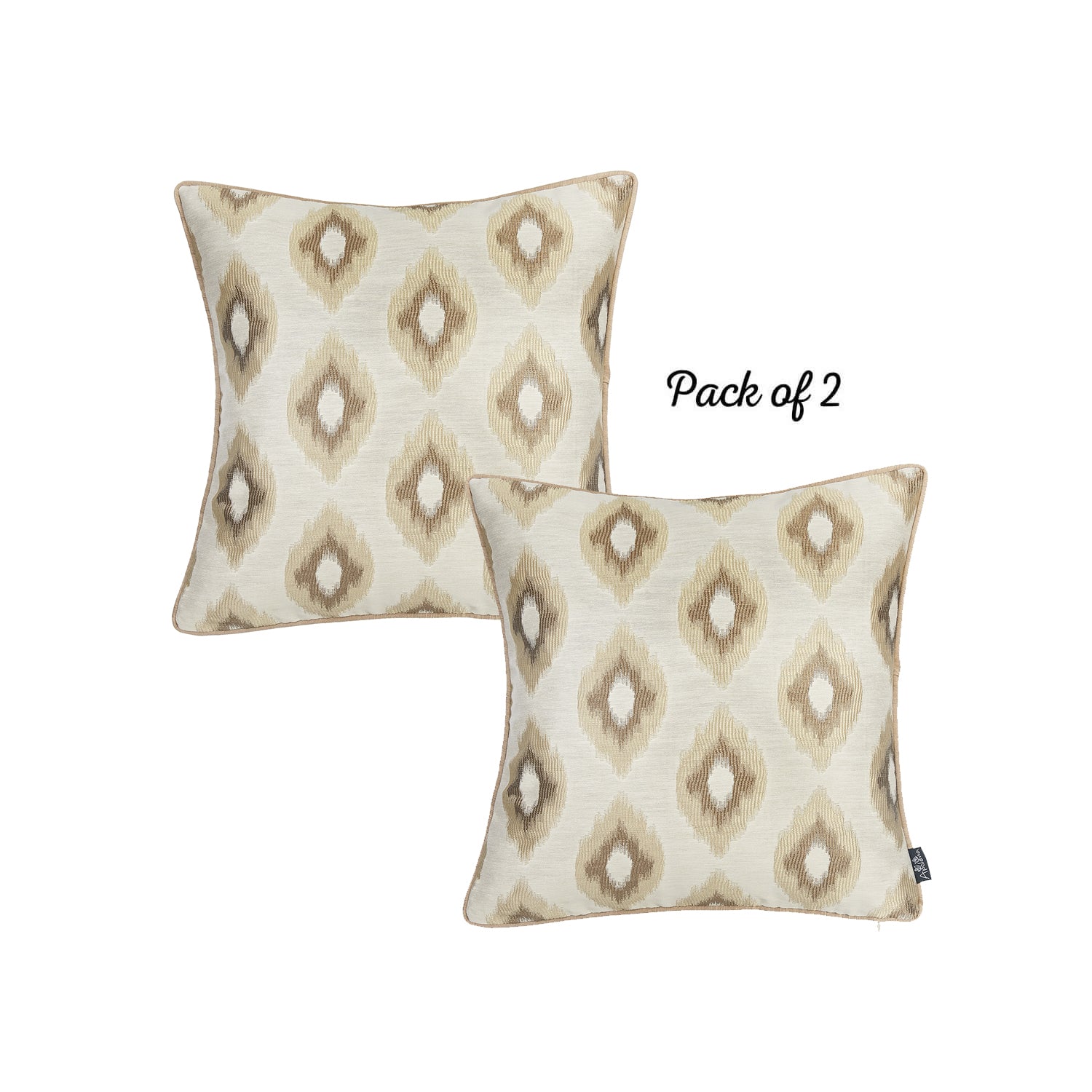 17"x 17" Jacquard Brown Slices Decorative Throw Pillow Cover Set Of 2 Pcs Square
