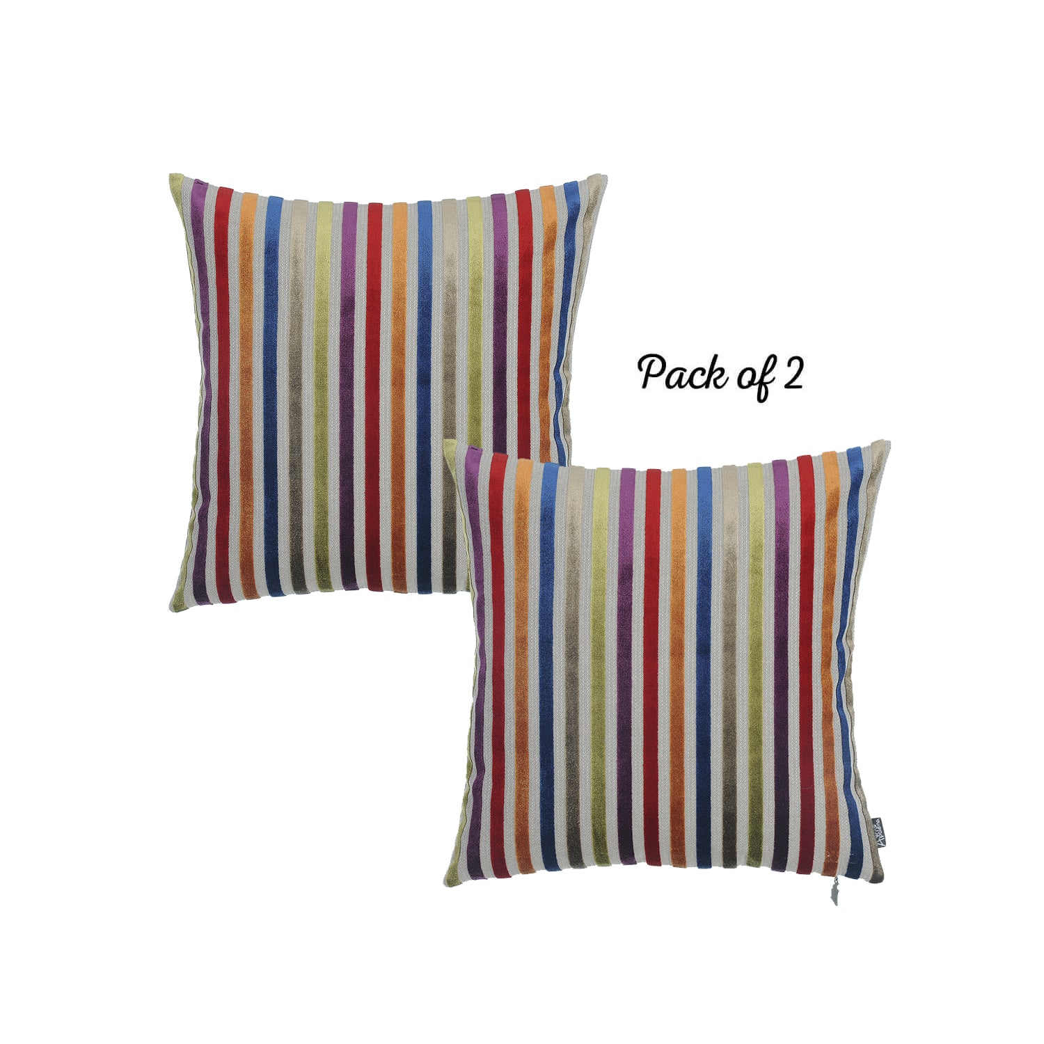 17"x17" Colored Velvet Lines Luxurious Throw Decorative Pillow Case Set of 2 pcs Square