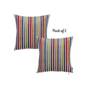 17"x17" Colored Velvet Lines Luxurious Throw Decorative Pillow Case Set of 2 pcs Square
