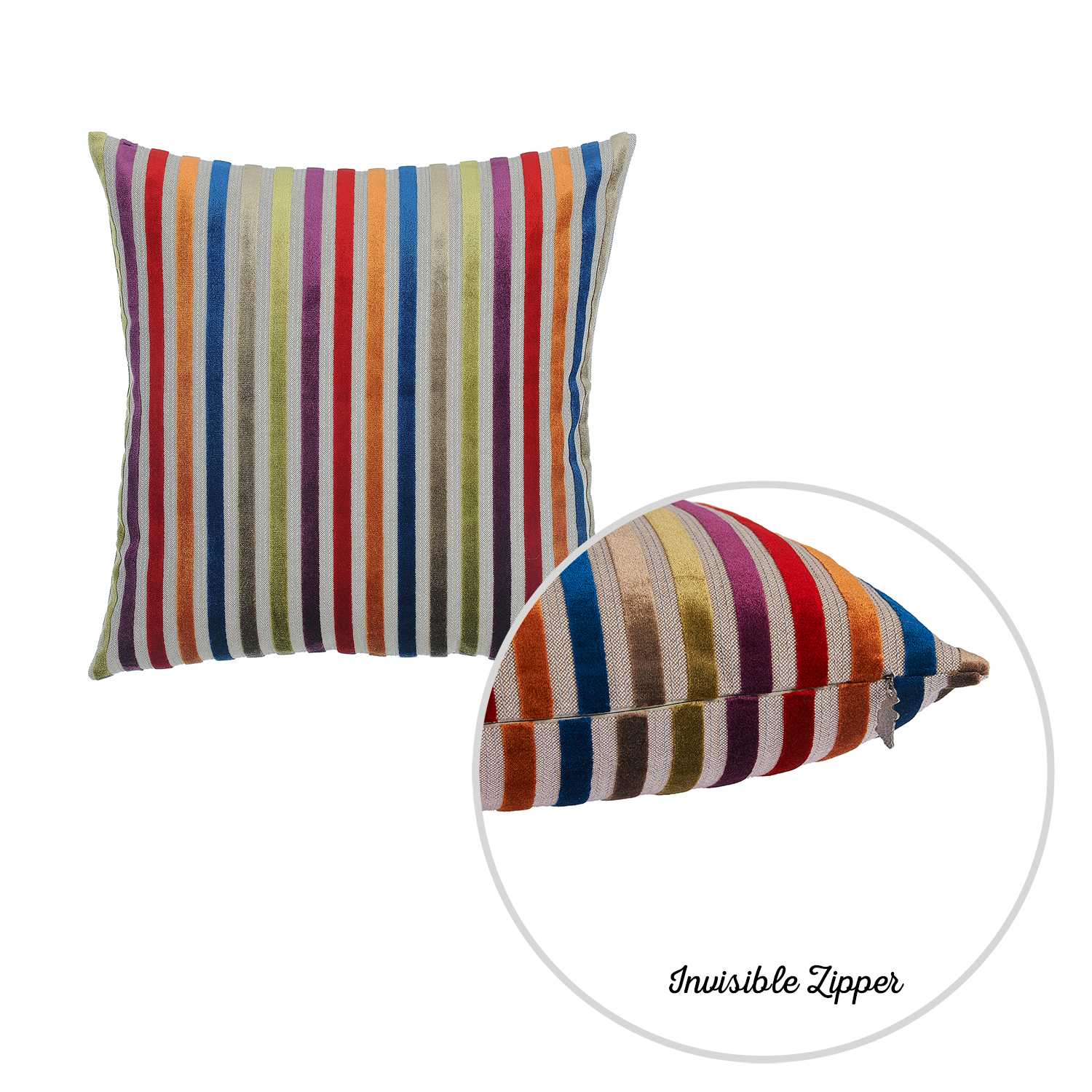 17"x17" Colored Velvet Lines Luxurious Throw Decorative Pillow Case Set of 2 pcs Square