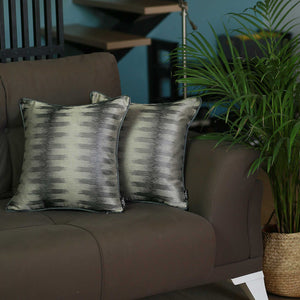 17"x 17" Black Gray Jacquard Decorative Throw Pillow Cover Set Of 2 Pcs Square