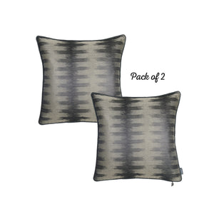 17"x 17" Black Gray Jacquard Decorative Throw Pillow Cover Set Of 2 Pcs Square