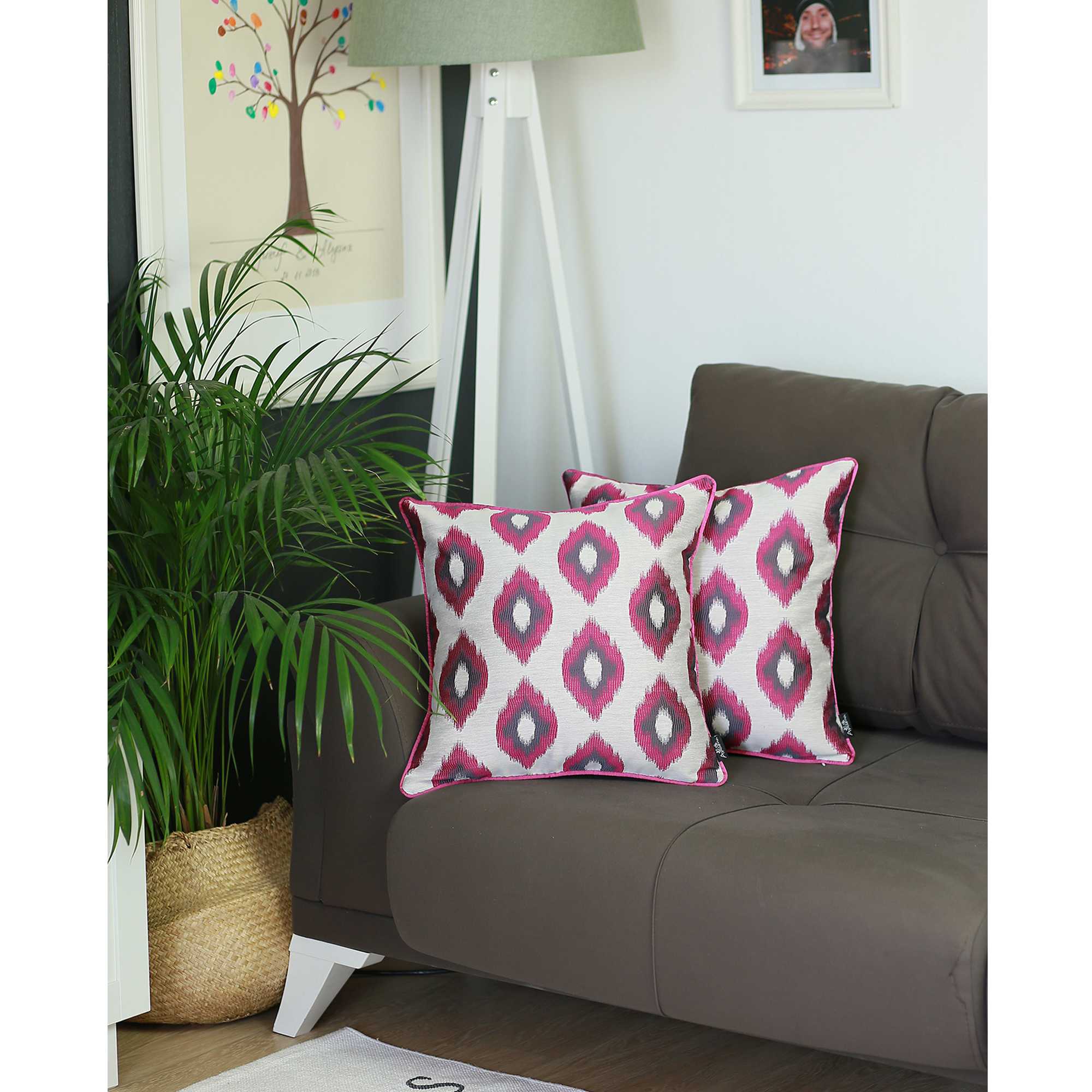 17"x 17"Purple Jacquard Slices Decorative Throw Pillow Cover Set Of 2 Pcs Square