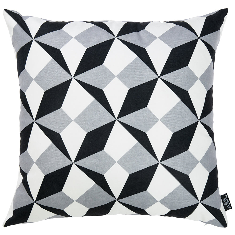 18"x18" Black and White BW Ilusion Decorative Throw Pillow Cover