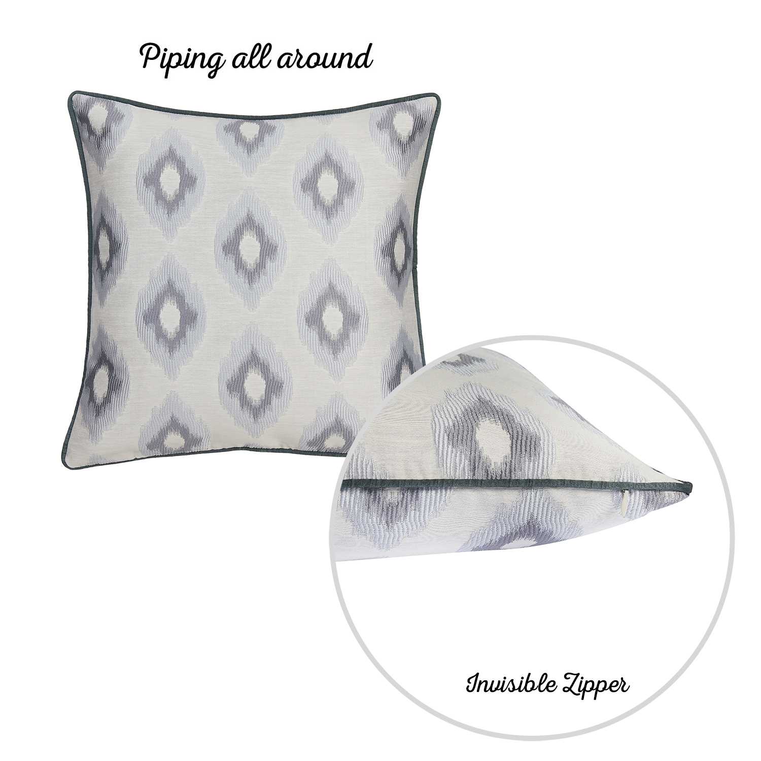 17"x 17"Sky Blue Jacquard Slices Decorative Throw Pillow Cover Set Of 2 Pcs Square