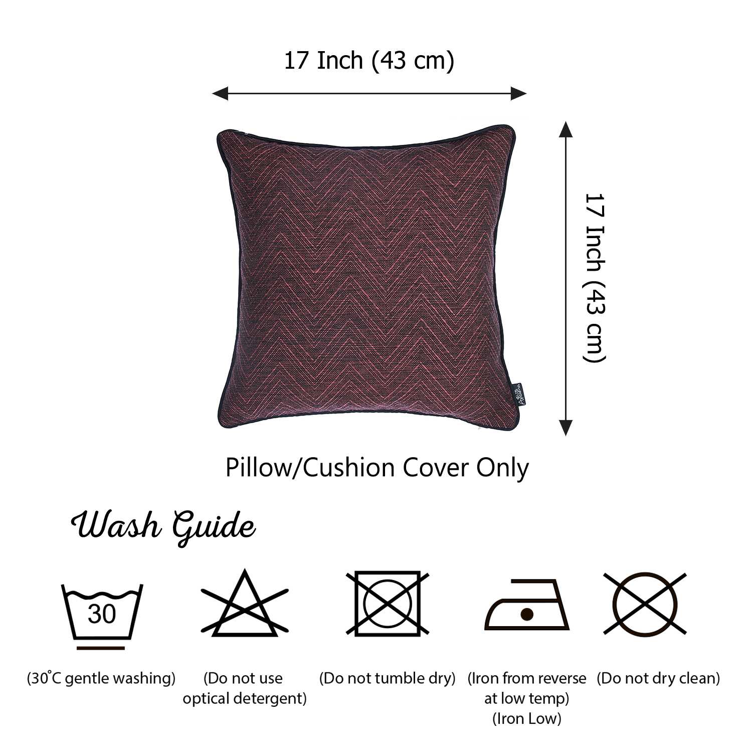 17"x 17" Jacquard Zigzag Decorative Throw Pillow Cover