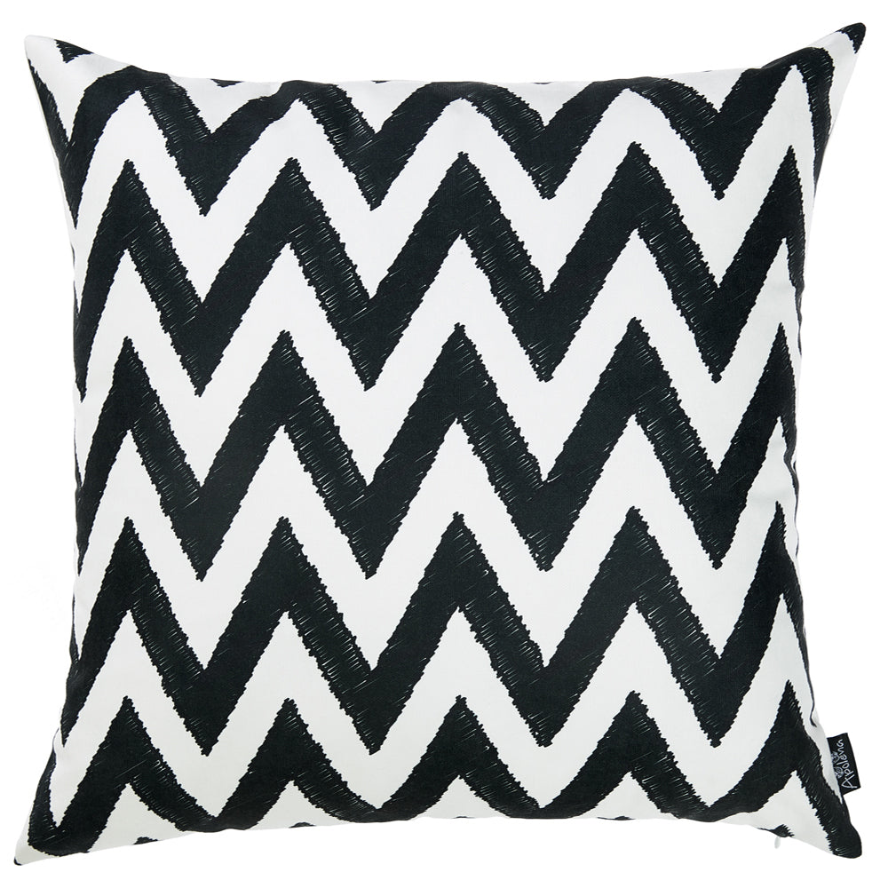 18"x18" Black and White Chevron Decorative Throw Pillow Cover