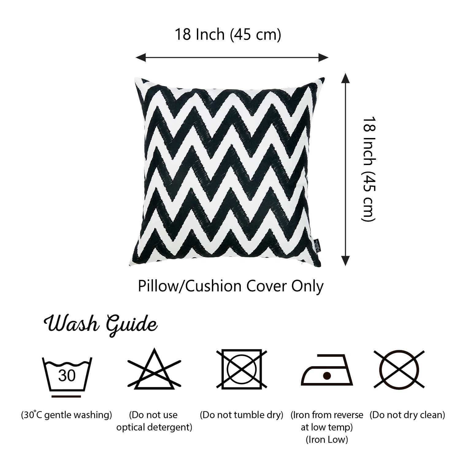 18"x18" Black and White Chevron Decorative Throw Pillow Cover