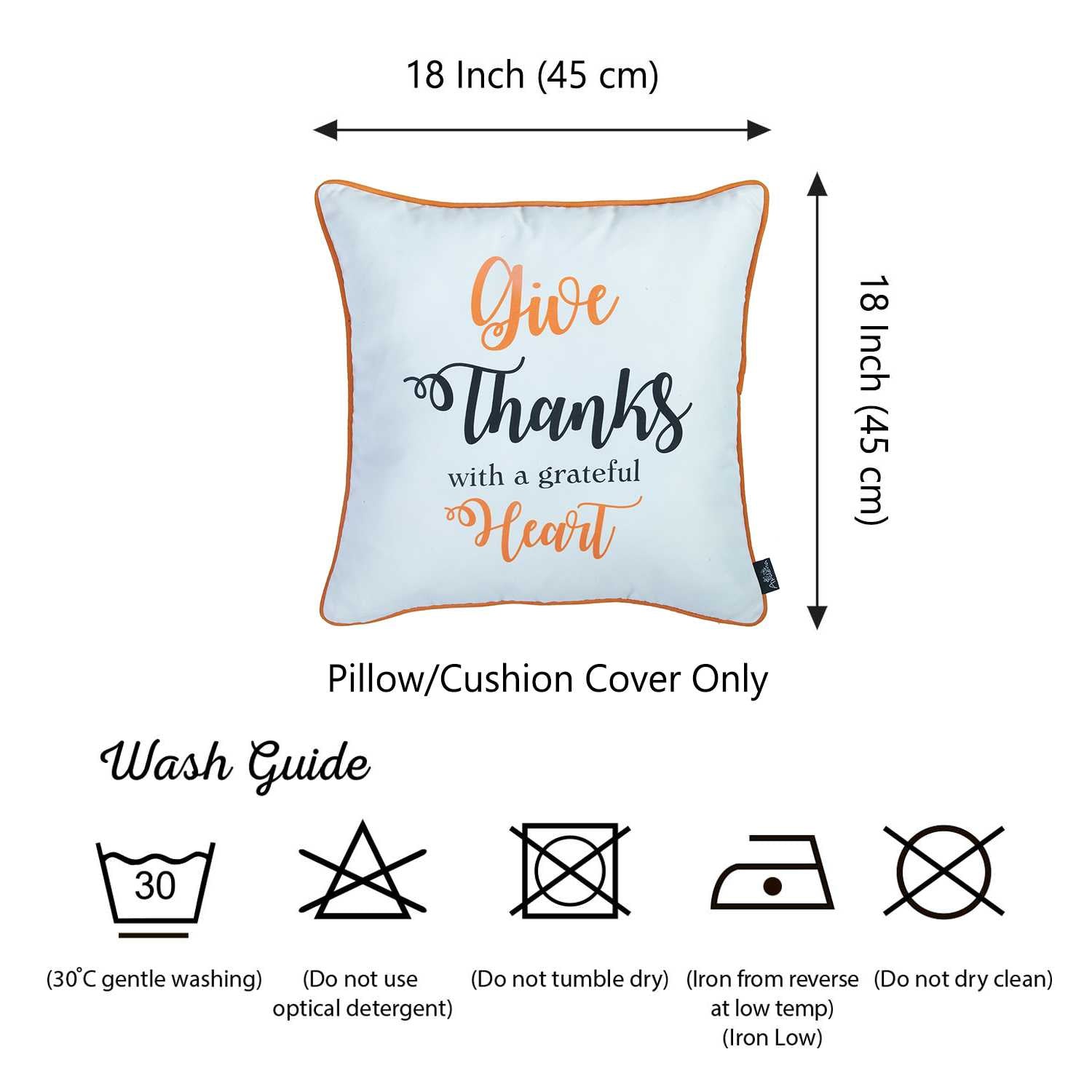 18"x 18" Thanksgiving Quote Printed Decorative Throw Pillow Cover