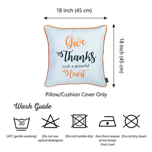 18"x 18" Thanksgiving Quote Printed Decorative Throw Pillow Cover