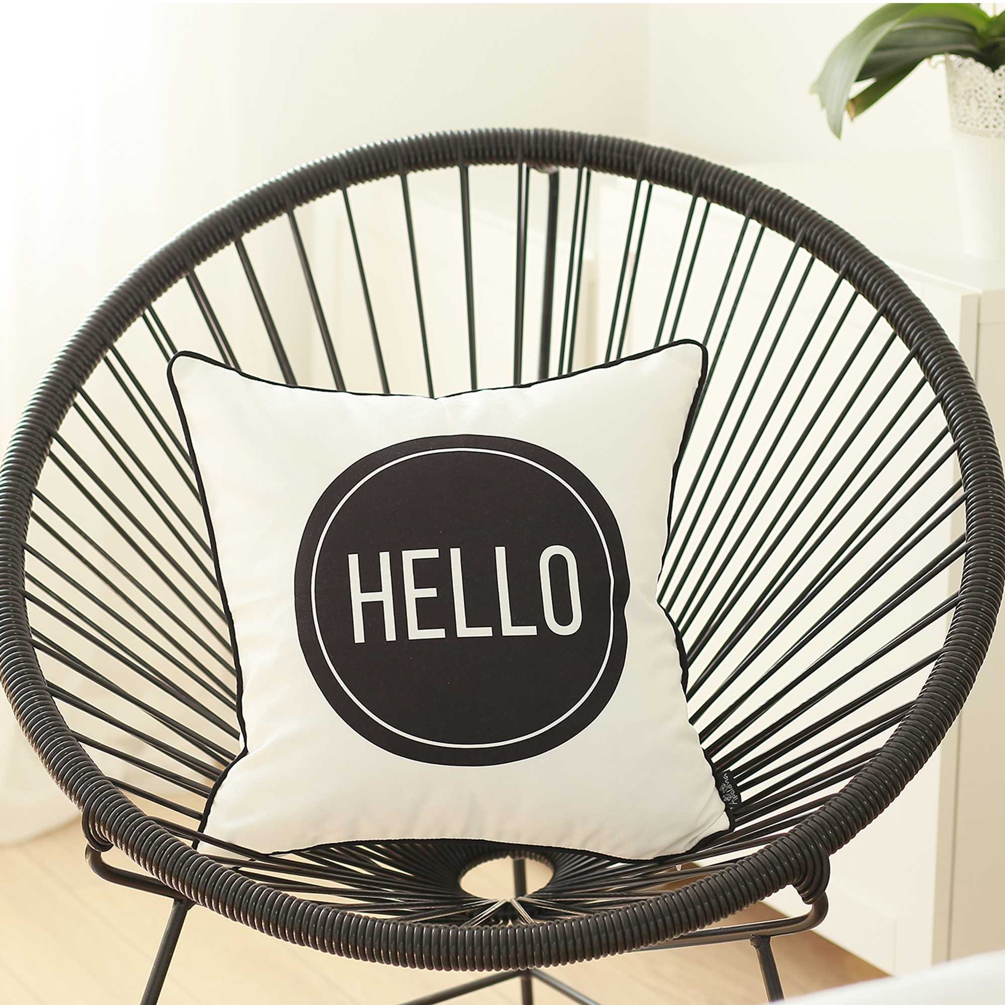 18"x18" Skandi Hello Decorative Throw Pillow Cover Printed