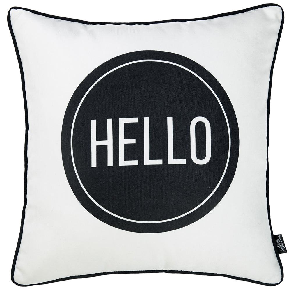 18"x18" Skandi Hello Decorative Throw Pillow Cover Printed