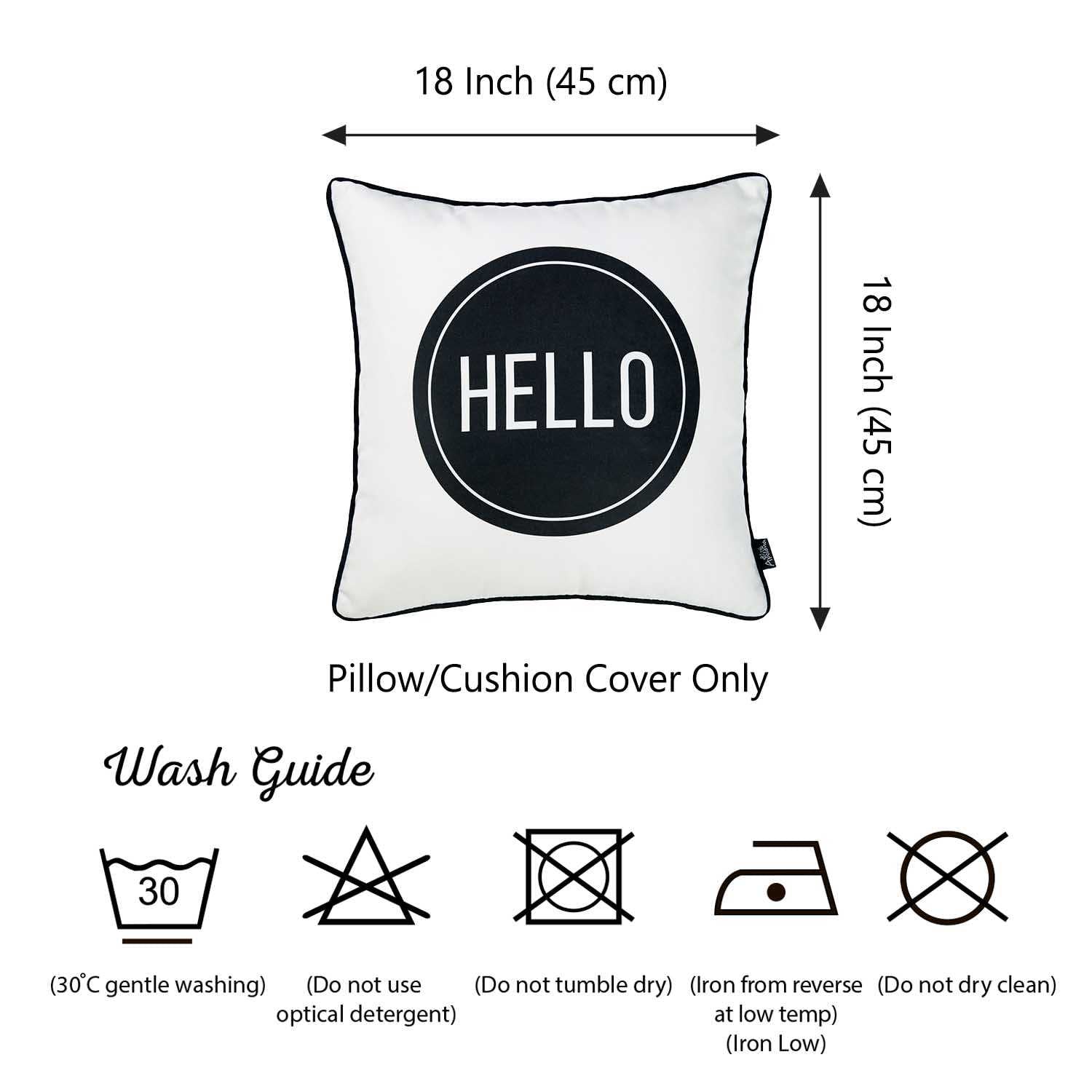 18"x18" Skandi Hello Decorative Throw Pillow Cover Printed