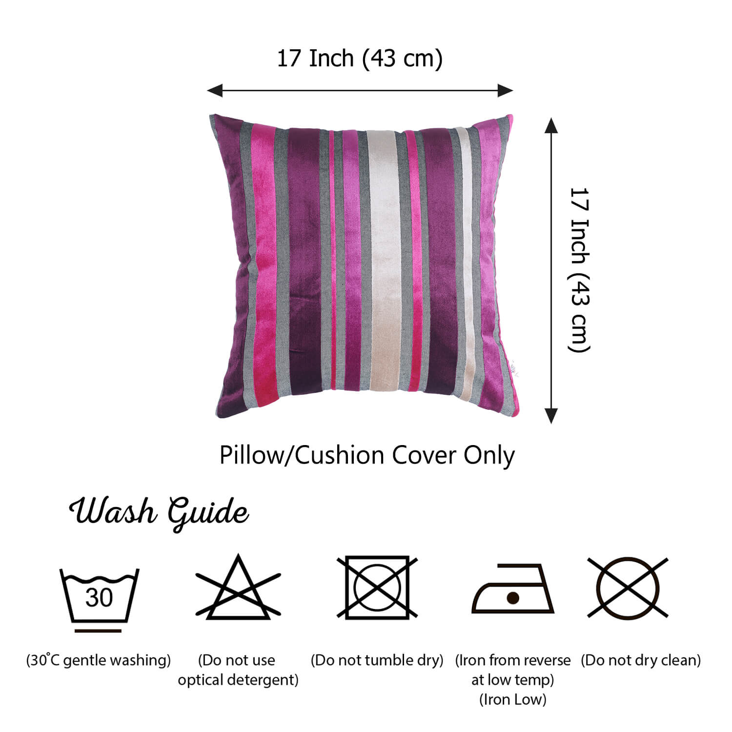 17"x17"Purple Velvet Luxurious Throw Decorative Pillow Case Set of 2 pcs Square