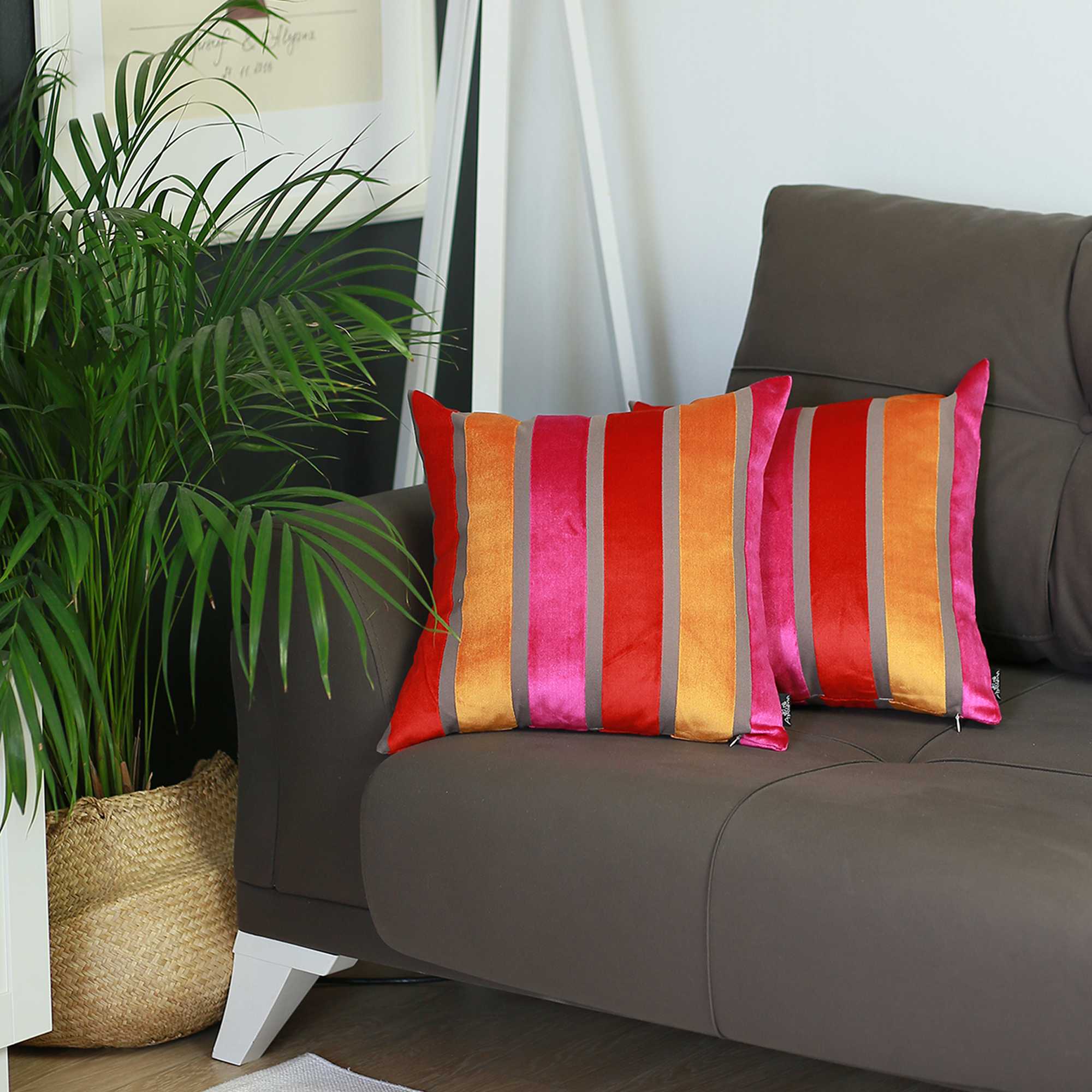 17"x17"Mixed Color Velvet Luxurious Throw Decorative Pillow Case Set of 2 pcs Square
