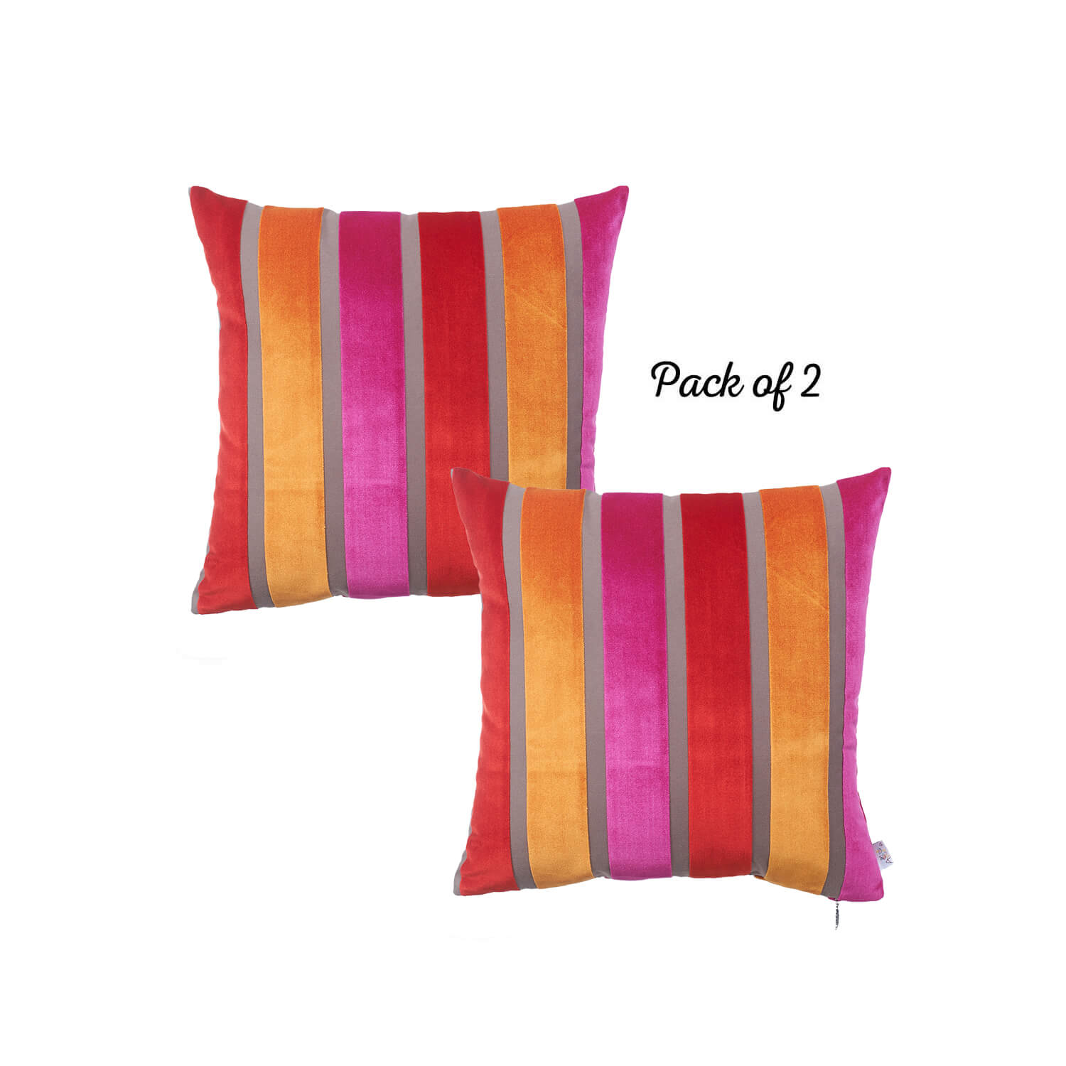 17"x17"Mixed Color Velvet Luxurious Throw Decorative Pillow Case Set of 2 pcs Square