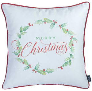 18"x18" Christmas Plants Printed Decorative Throw Pillow Cover