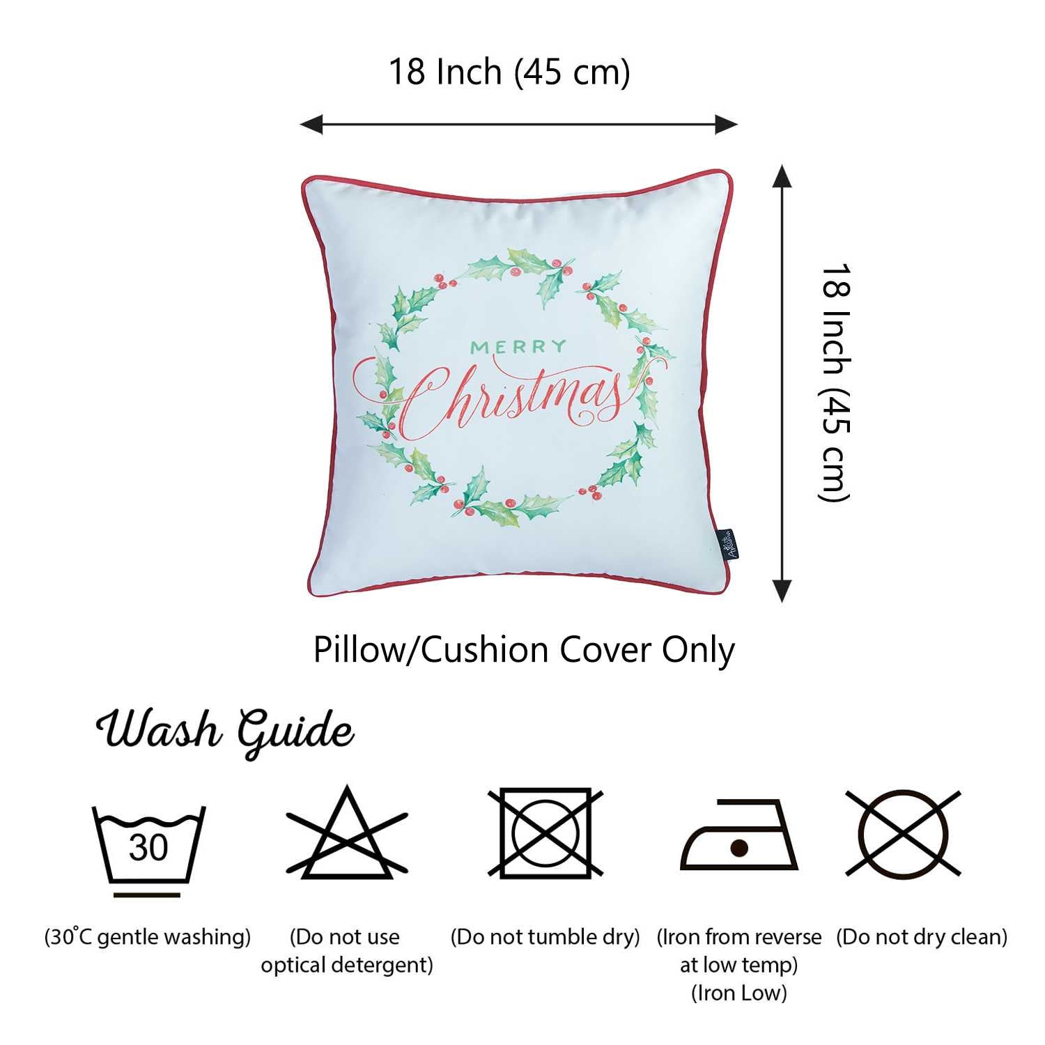 18"x18" Christmas Plants Printed Decorative Throw Pillow Cover