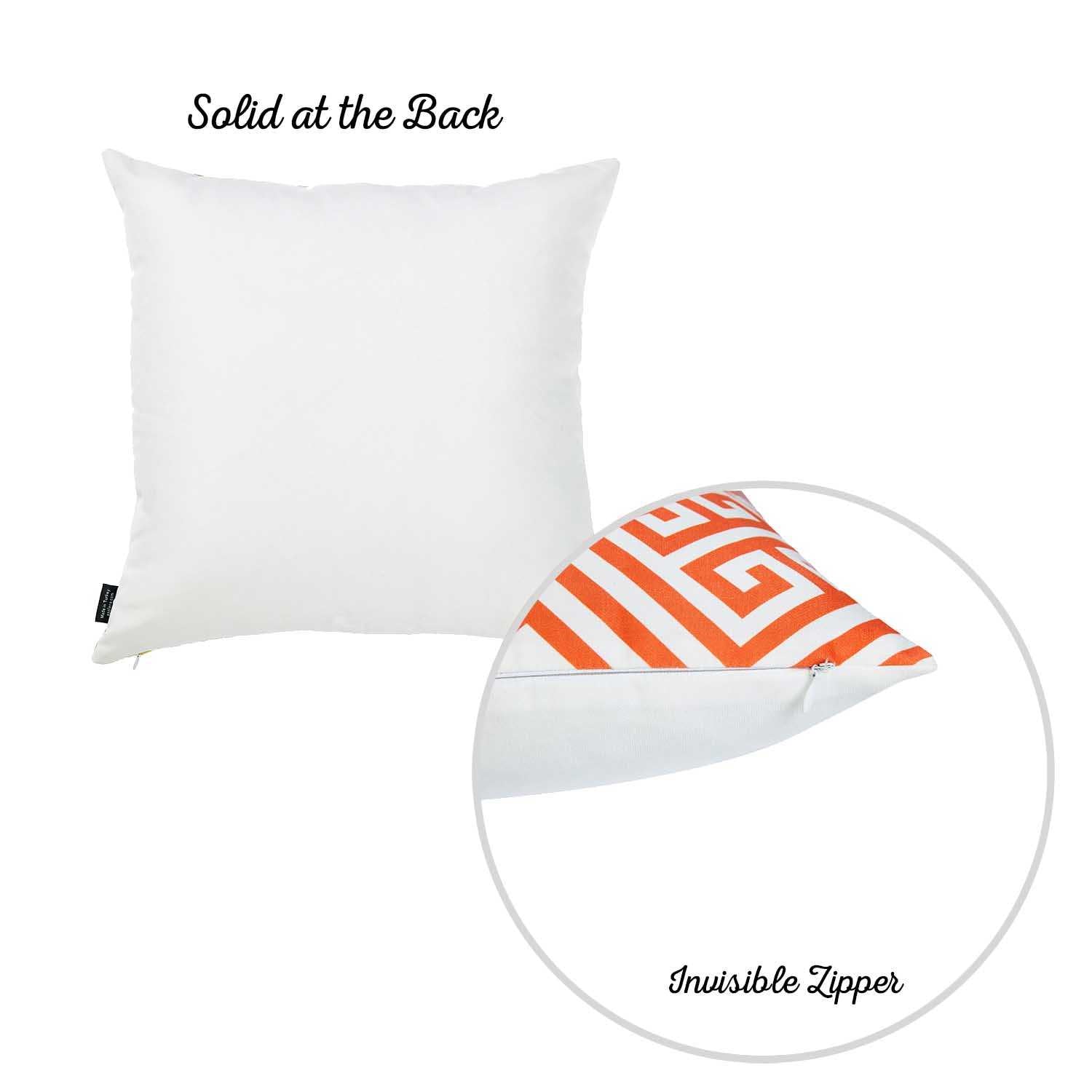 18"x 18"Orange Tropical Greek Printed Decorative Throw Pillow Cover