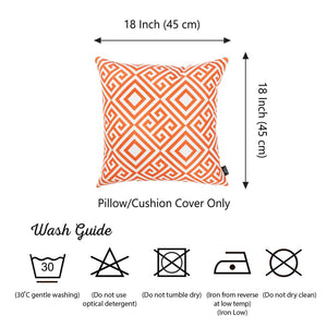 18"x 18"Orange Tropical Greek Printed Decorative Throw Pillow Cover