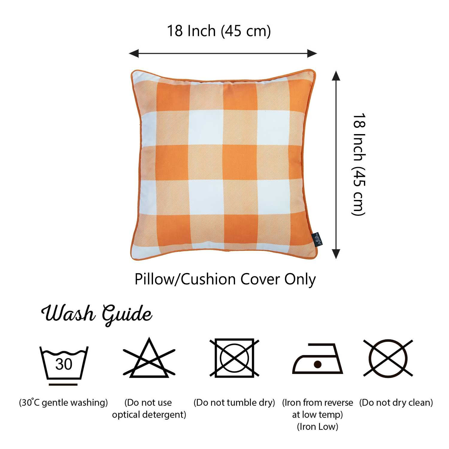 18"x 18"Orange Thanksgiving Printed Decorative Throw Pillow Cover