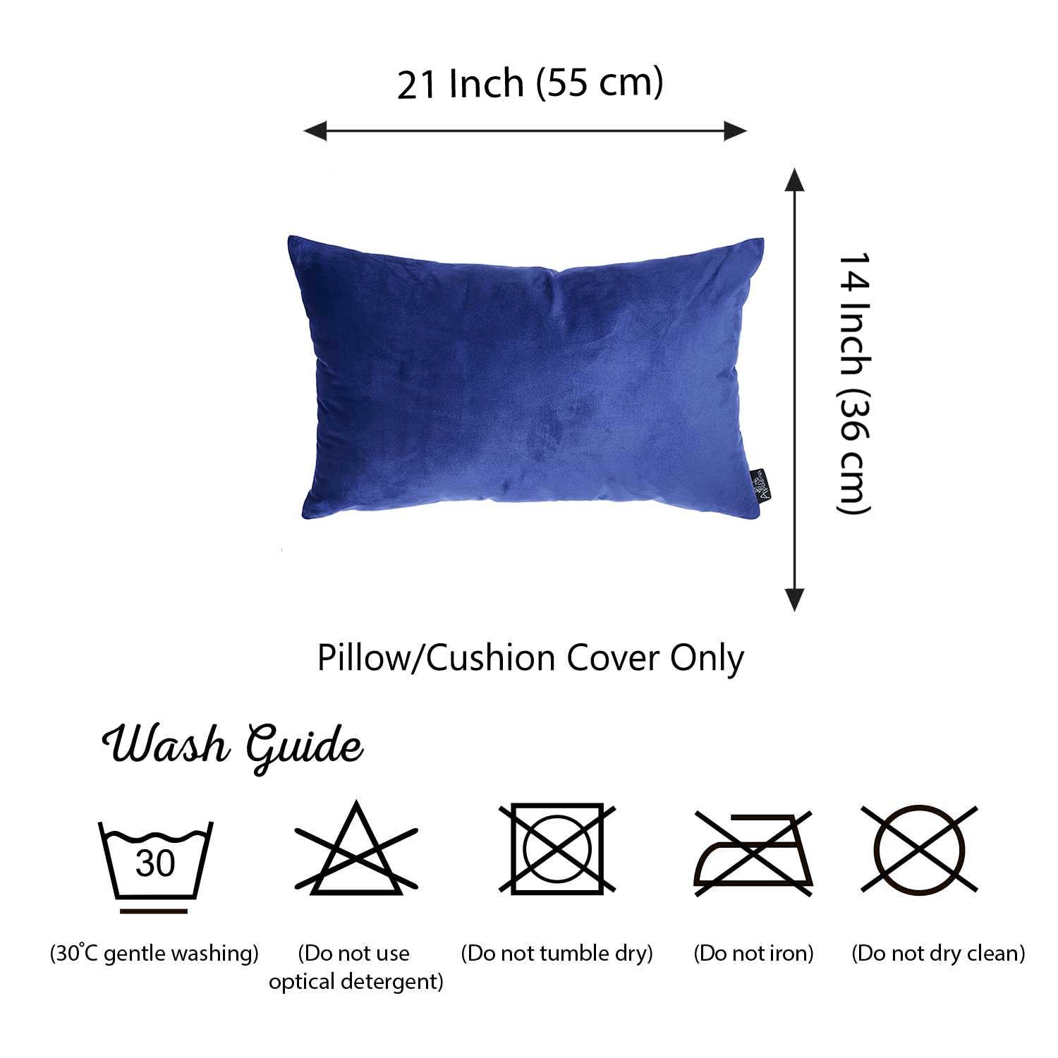 21"x14" Navy Blue Velvet Decorative Throw Pillow Cover 2 Pcs in set