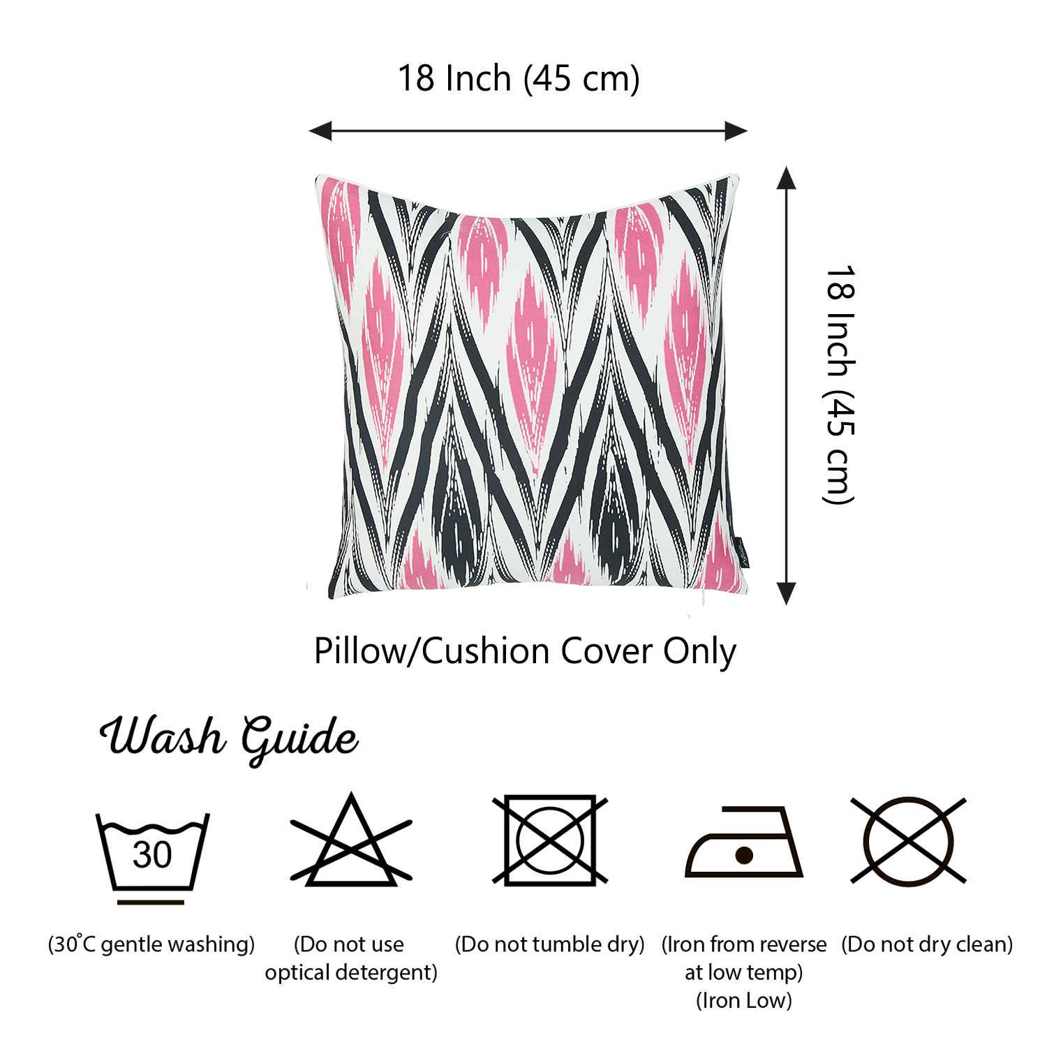 18"x18" Pink Geometric Lit Decorative Throw Pillow Cover Printed