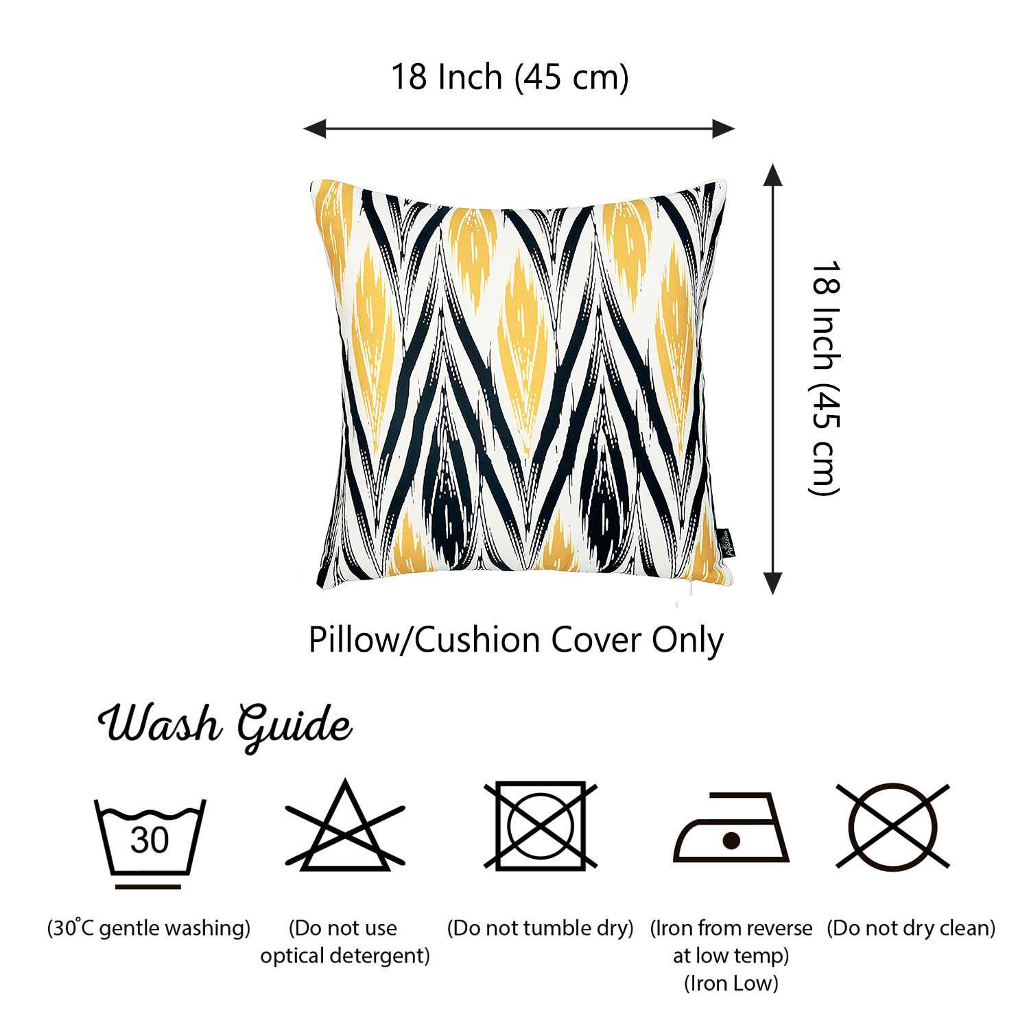 18"x18" Geometric Yellow Lit Decorative Throw Pillow Cover Printed