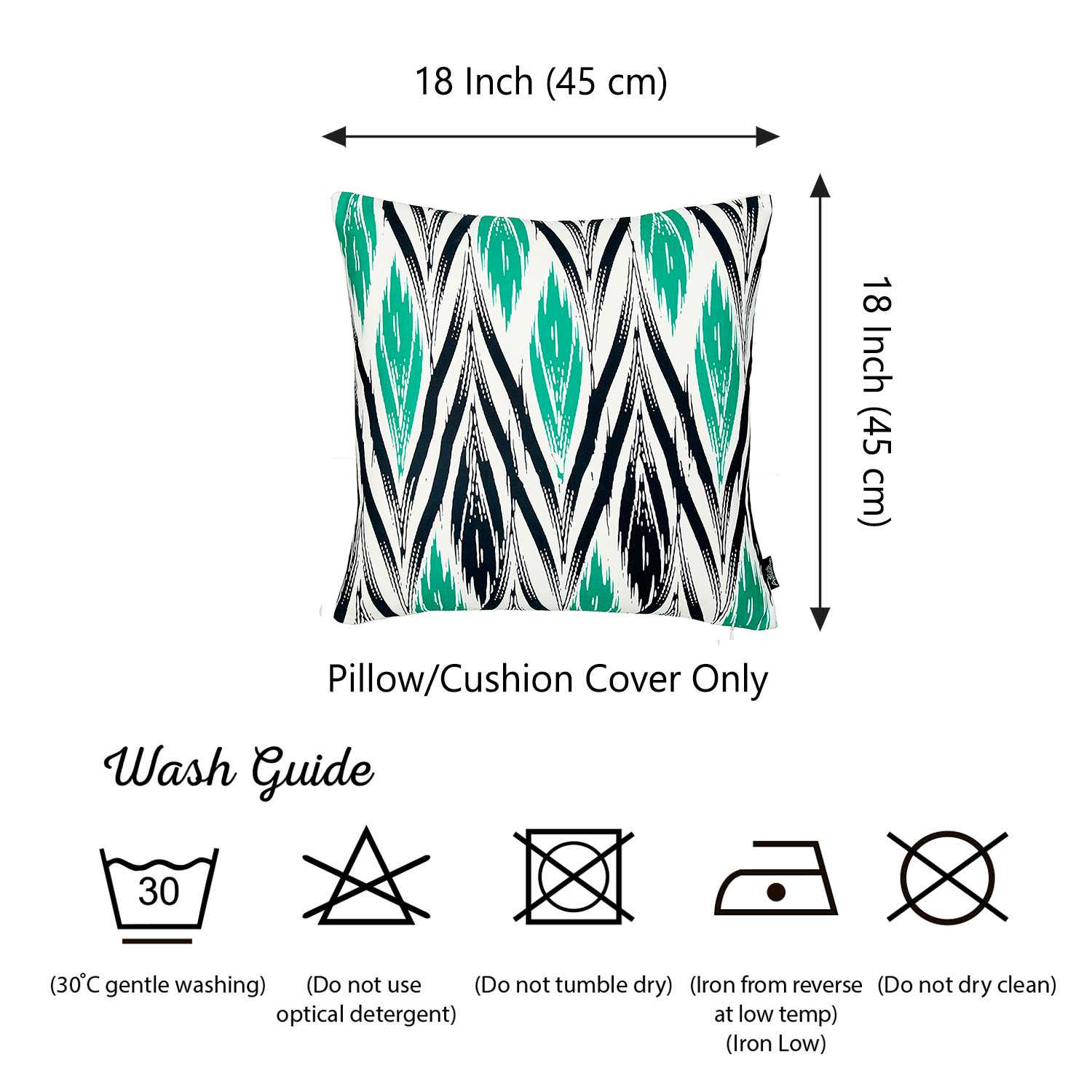 18"x18" Geometric Green Lit Decorative Throw Pillow Cover Printed