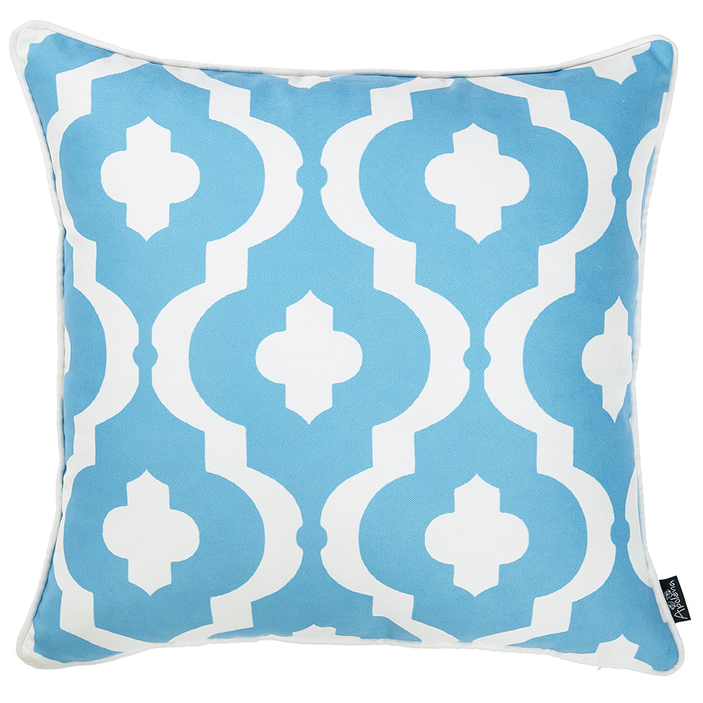 18"x18" Marine Blue Moroccon Stars Decorative Throw Pillow Cover Printed
