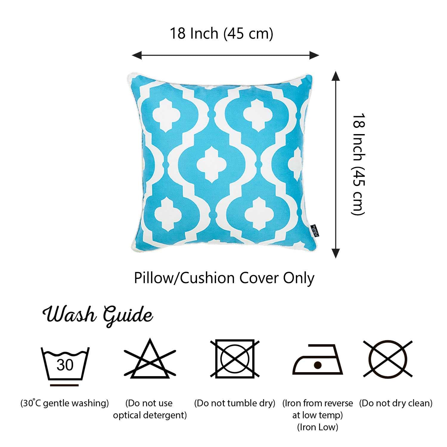 18"x18" Marine Blue Moroccon Stars Decorative Throw Pillow Cover Printed