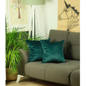 18"x 18"Green Velvet Dark Emerald Decorative Throw Pillow Cover 2 Pcs in set