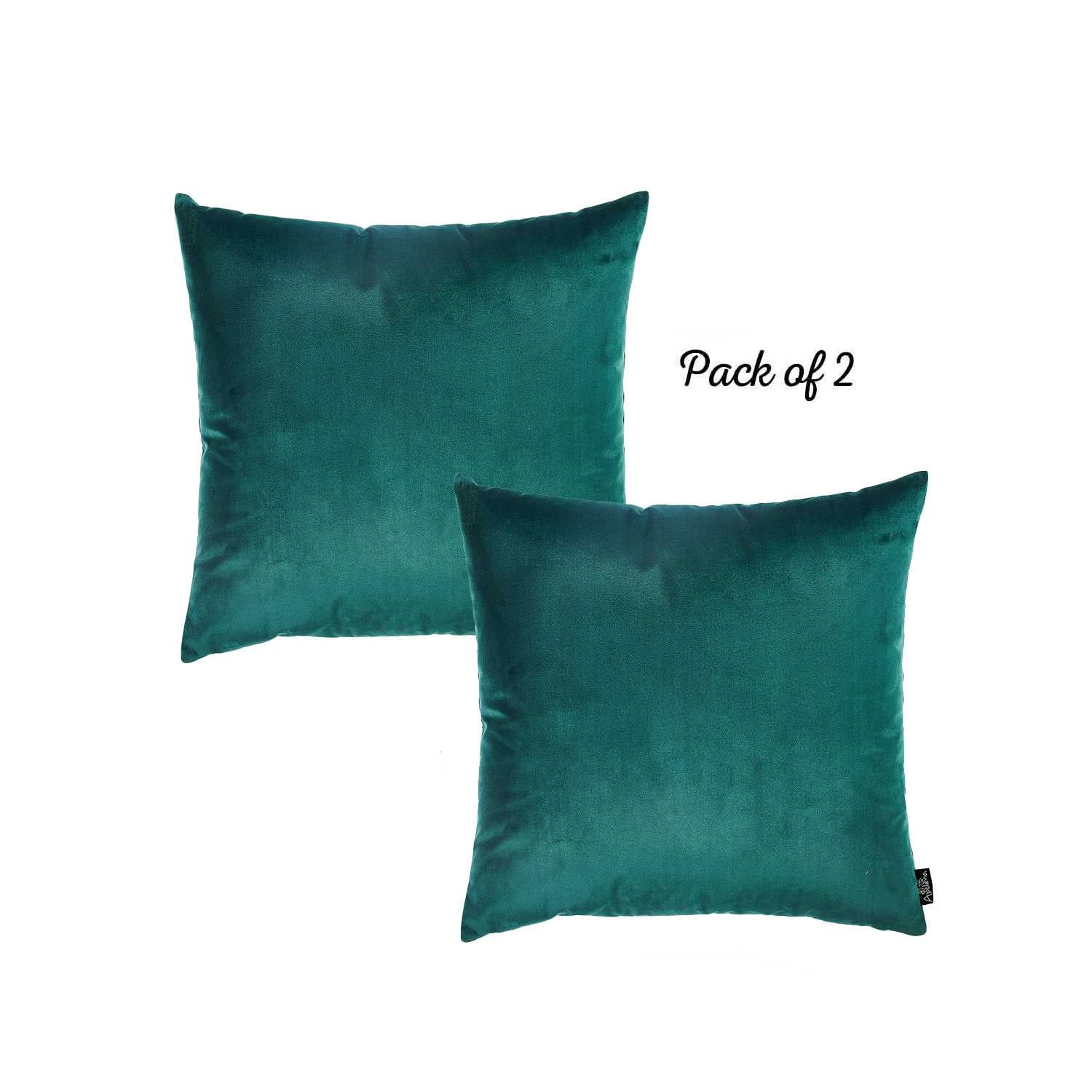 18"x 18"Green Velvet Dark Emerald Decorative Throw Pillow Cover 2 Pcs in set