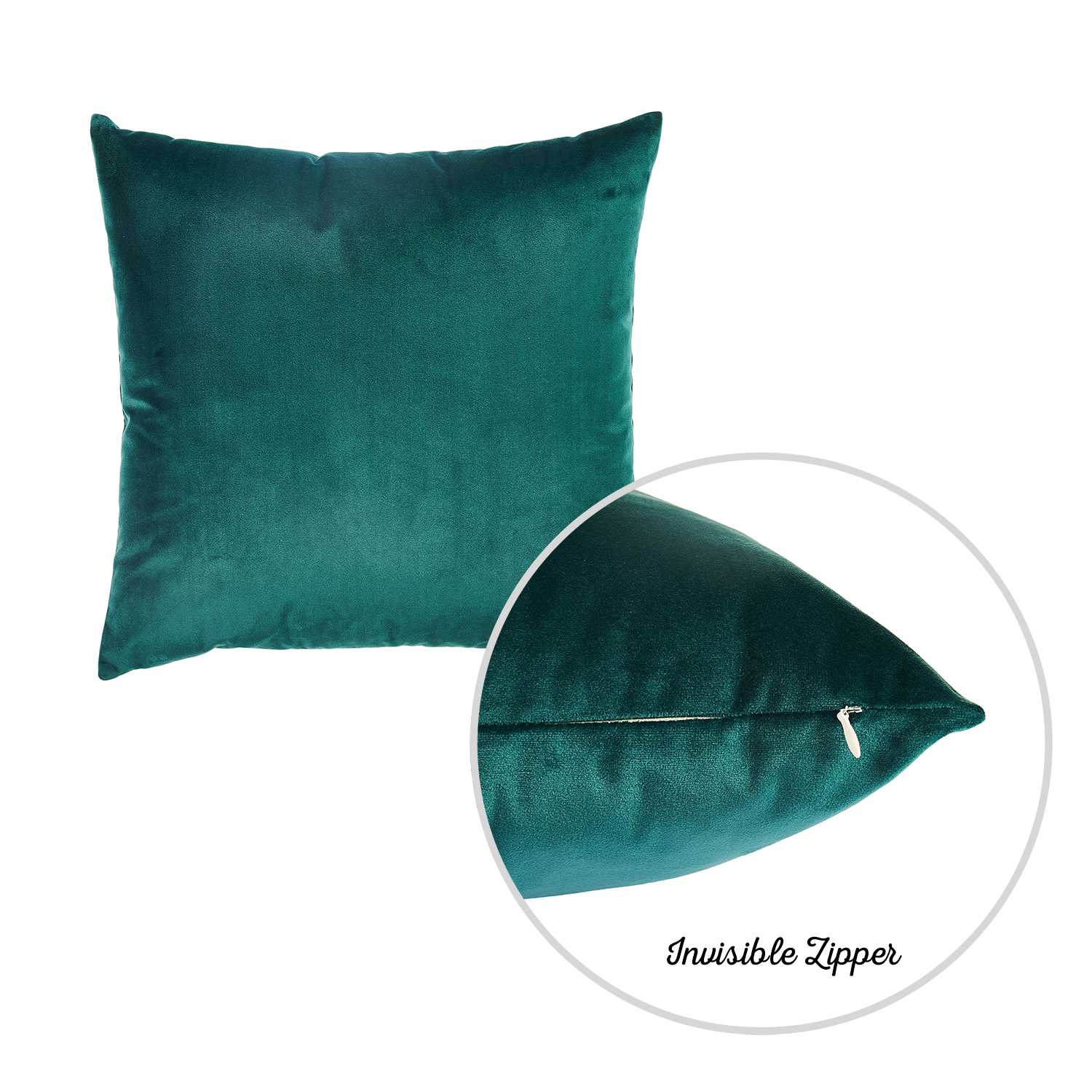 18"x 18"Green Velvet Dark Emerald Decorative Throw Pillow Cover 2 Pcs in set