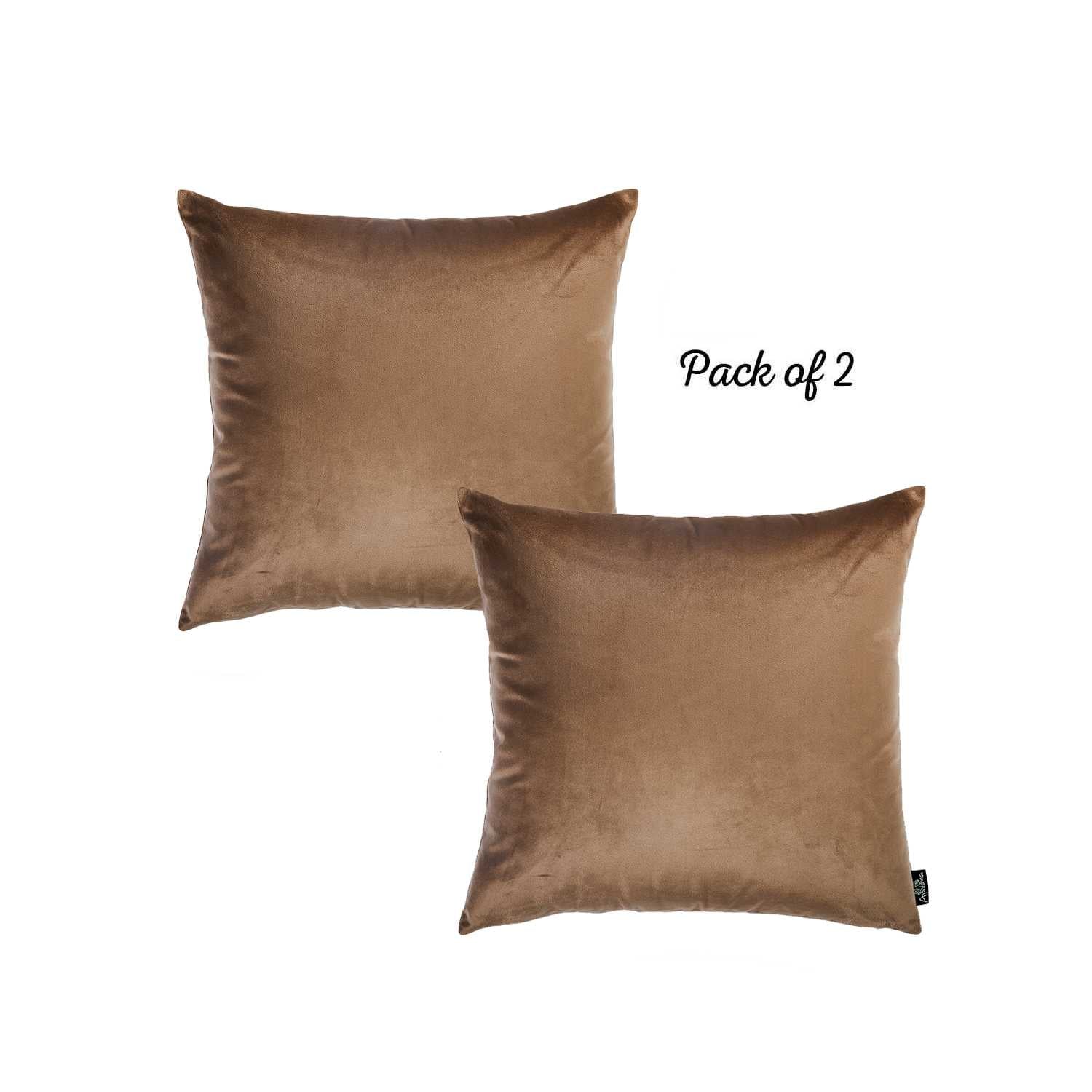 18"x 18" Brown Velvet Tortilla Decorative Throw Pillow Cover 2 Pcs in set