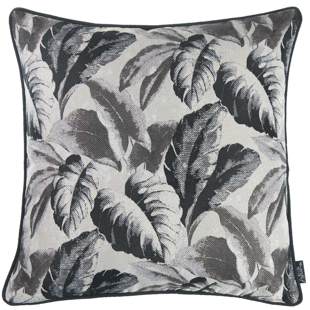 17"x 17"Grey Jacquard Tropical Leaf Decorative Throw Pillow Cover
