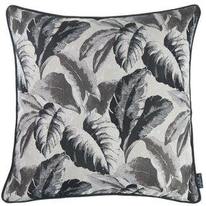 17"x 17"Grey Jacquard Tropical Leaf Decorative Throw Pillow Cover