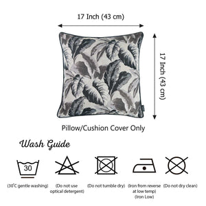 17"x 17"Grey Jacquard Tropical Leaf Decorative Throw Pillow Cover