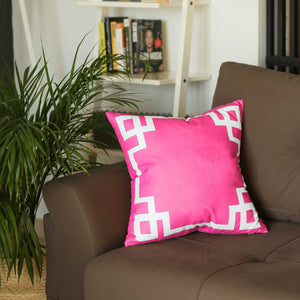 18"x18"Pink and White Geometric Decorative Throw Pillow Cover