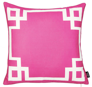 18"x18"Pink and White Geometric Decorative Throw Pillow Cover